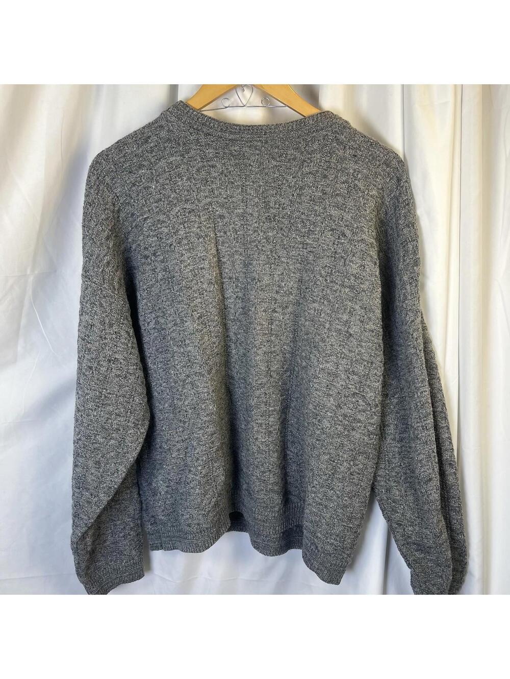 Vintage 80s Cricketeer Sweater Textured  Fisherman Style Quiet Luxury Gray XL